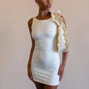 My Mum Made It Dress floral bodycon mini womens Cream (small)